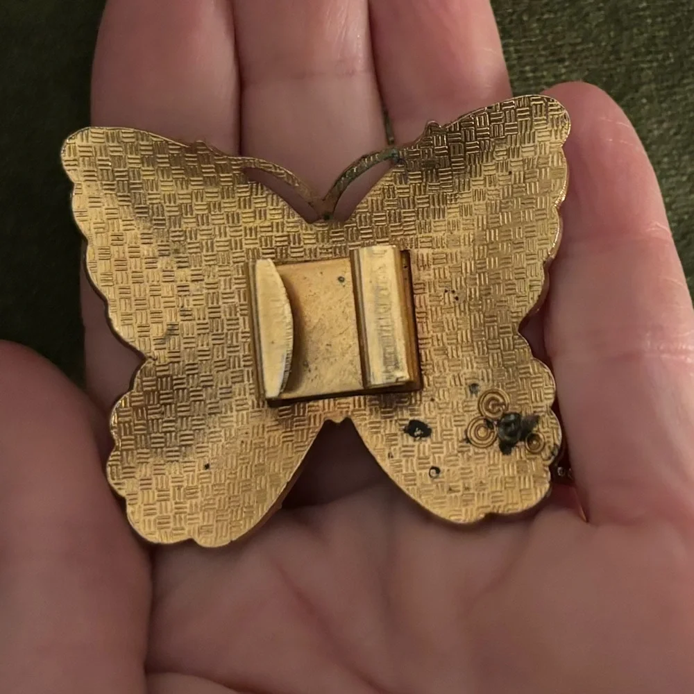 80s Cloisonné Butterfly Belt Buckle Vintage - Picture 2 of 5